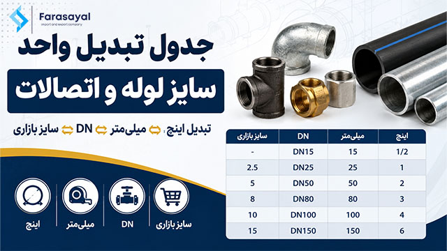 جدول سایز لوله و اتصالات